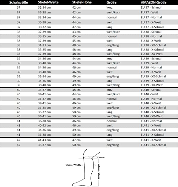 Pferdestiefel größen Tabelle